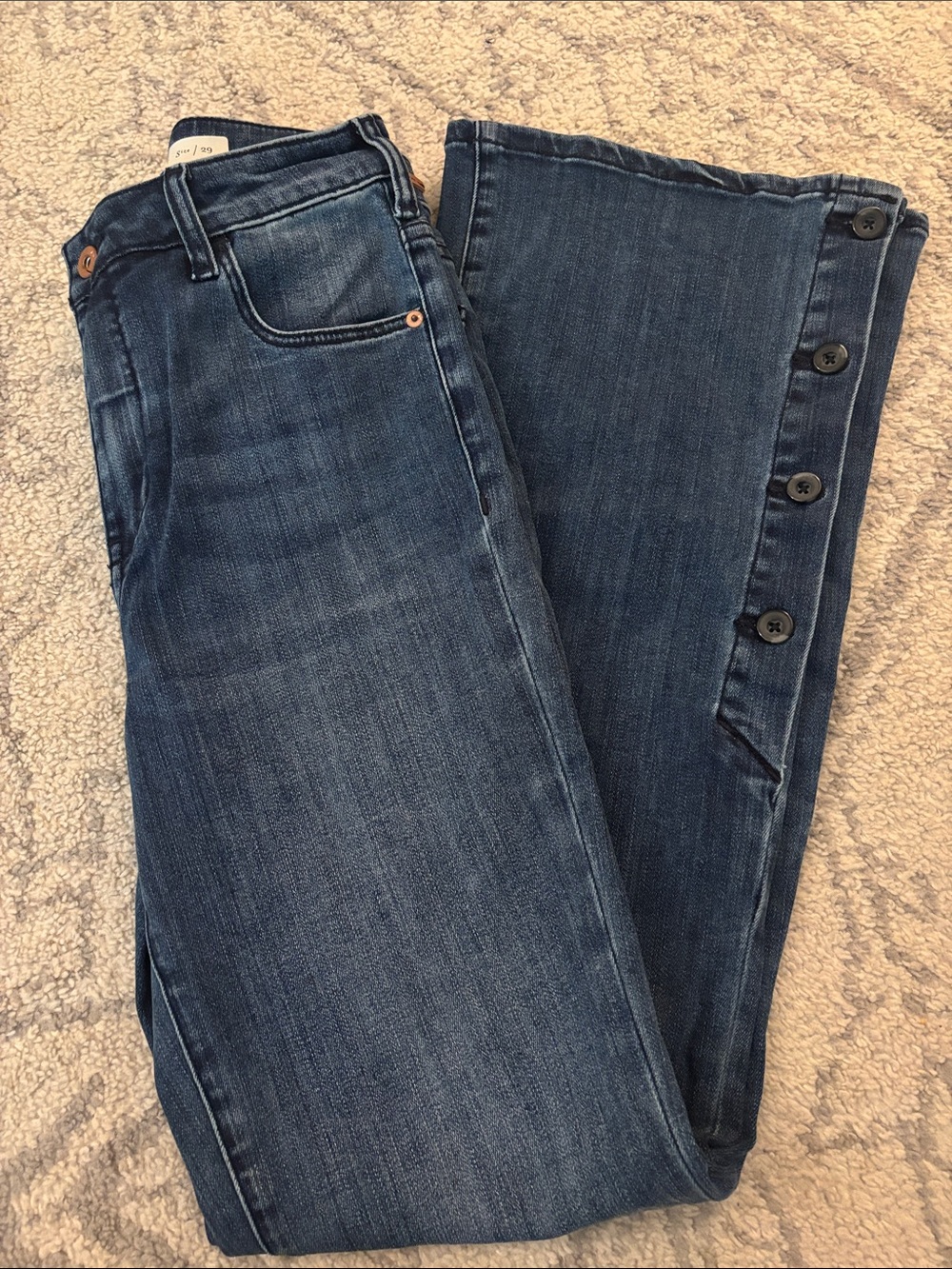 Pilcro by Anthropologie High Rise Bootcut jeans with bottom button detail 29